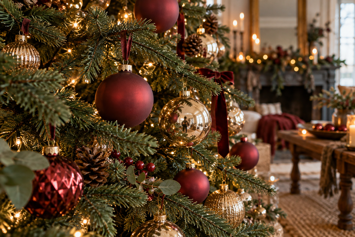 Boules mates et brillantes : composer un sapin plein de relief