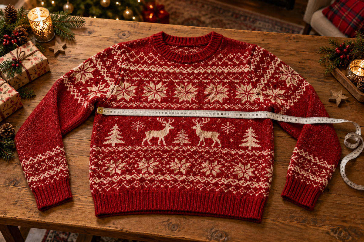 Pull de Noël : lire les mesures avant de choisir sa taille