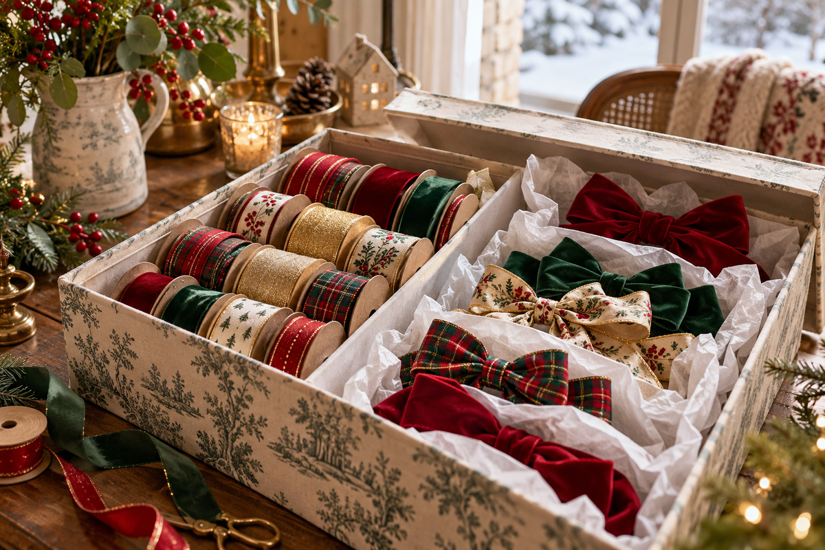 Ranger les rubans de Noël sans écraser les nœuds
