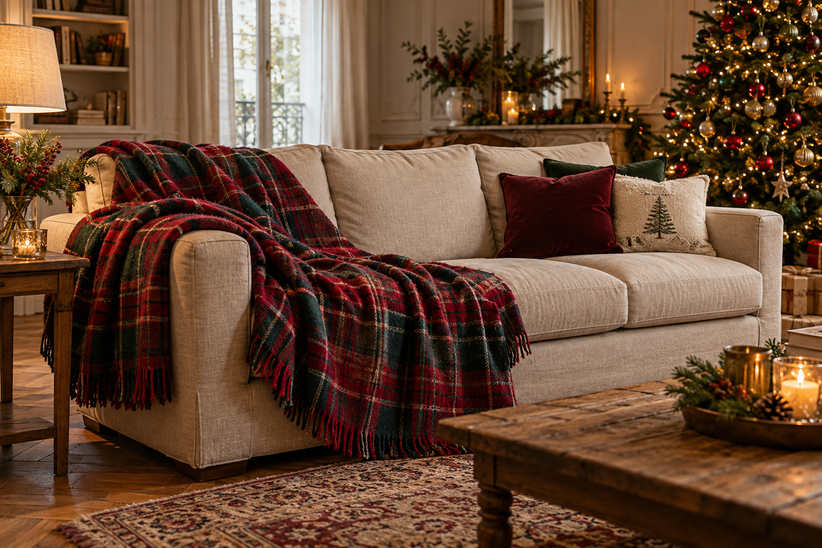 Plaid de Noël : choisir les bonnes dimensions pour son canapé