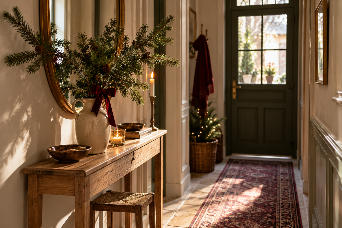 Un Noël chaleureux dans une entrée étroite