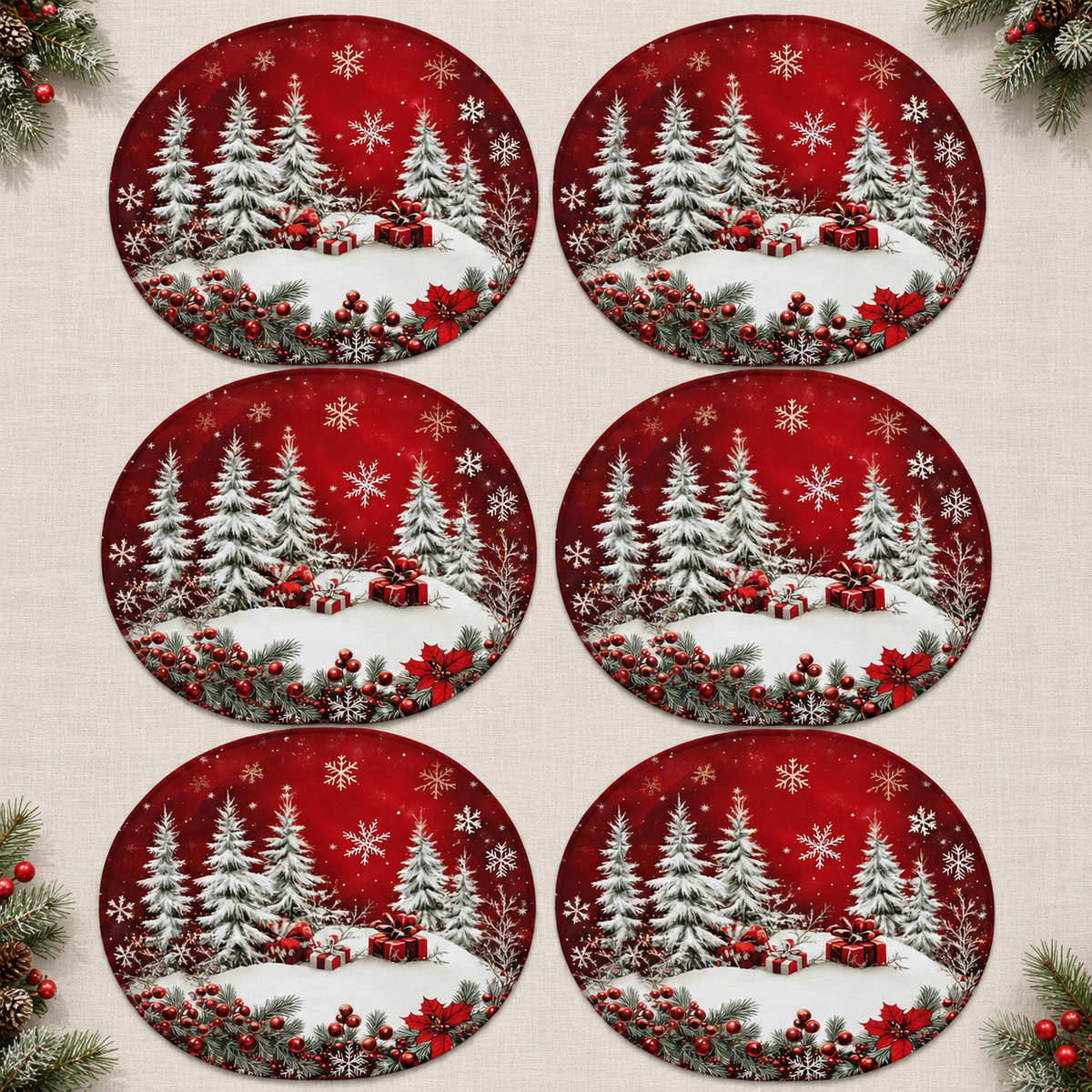 Sets et dessous de verre de Noël