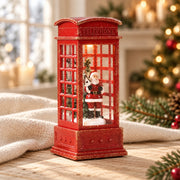 Cabine téléphonique rouge de Noël de 12 cm avec Père Noël et lumière intérieure