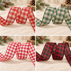 Rubans de Noël armés : Vichy rouge naturel · 6,3 cm, Vichy vert naturel · 6,3 cm, Vichy rouge blanc · 6,3 cm, Vichy rouge noir · 6,3 cm